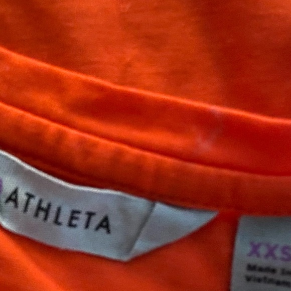 Athleta Red-Orange Essence CYA Short Sleeve Long Length Tee Size SSX - Picture 4 of 4